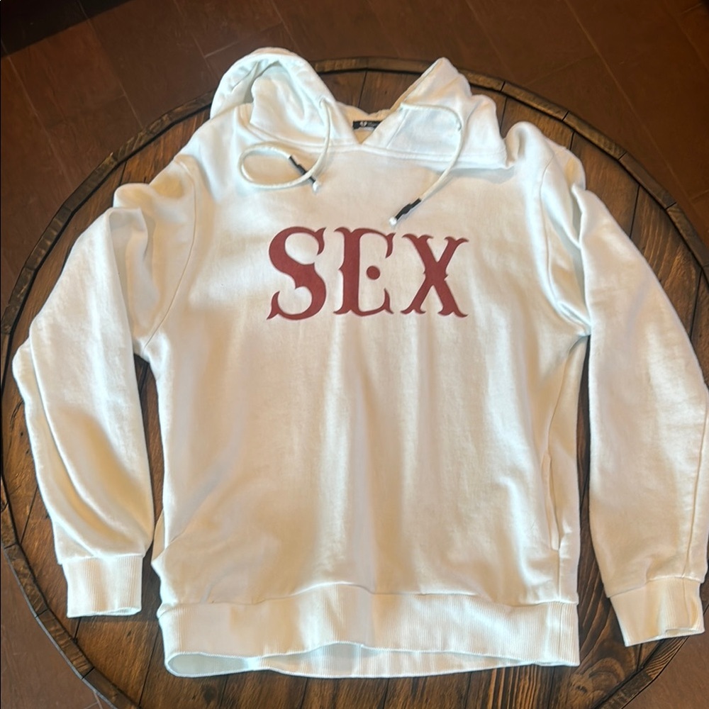 White Hoodie with Red Print